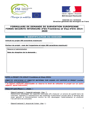 Remplissable FORMULAIRE DE DEMANDE DE SUBVENTION EUROPEENNE