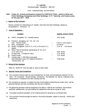 SUB :Tender forAnnual maintenance contract for HORTICULTURALworks in Parks and