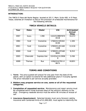 YWCA VEHICLE DETAILS: