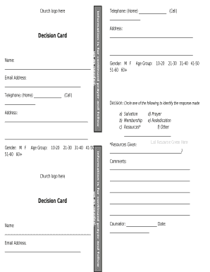 Church Decision Card