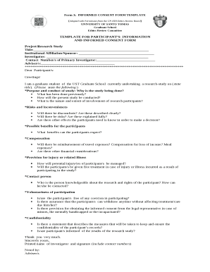 Form 3:INFORMED CONSENT FORM TEMPLATE