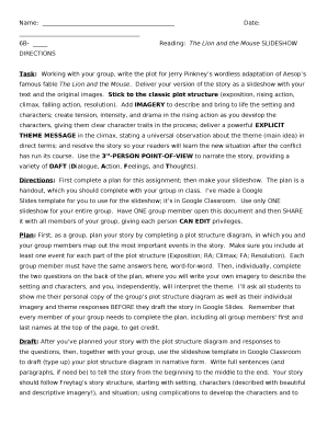 6B-Reading:The Lion and the Mouse SLIDESHOW DIRECTIONS