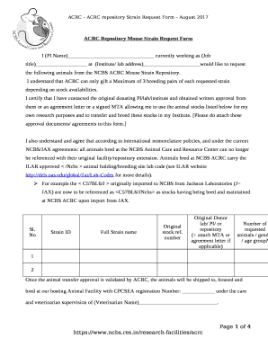 ACRC Repository Mouse Strain Request Form