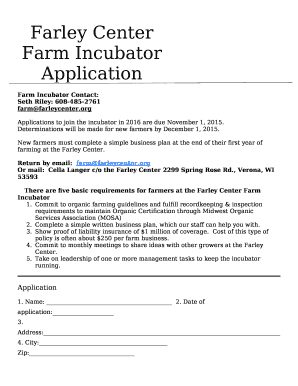 Farm Incubator Contact: