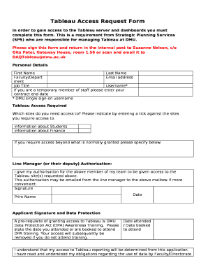 Tableau Access Request Form