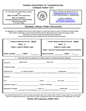 Seasonal Annual Permit Application