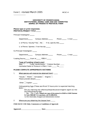 Form C revised March 2005IACUC #