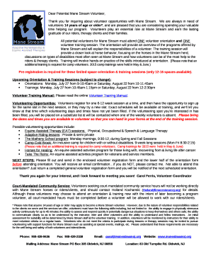 Dear Potential Mane Stream Volunteer,