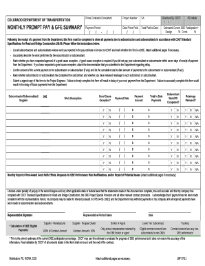 MONTHLY PROMPT PAY & GFE SUMMARY