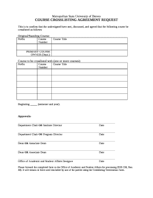COURSE CROSSLISTING AGREEMENT REQUEST
