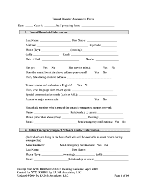 Tenant Disaster Assessment Form