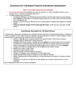 Directions for Full Board Protocol Amendment Submission