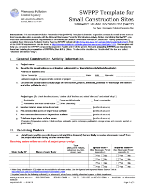 SWPPP Template for Doc Template | pdfFiller