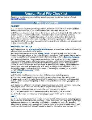 Neuron Final File Checklist