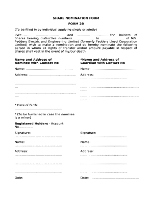 SHARE NOMINATION FORM