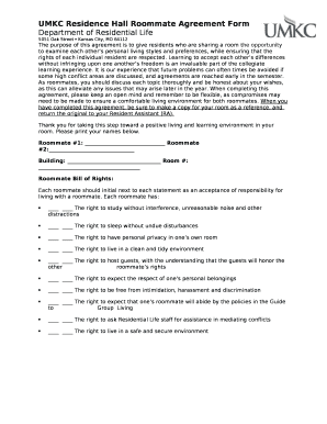 The purpose of this agreement is to give residents who are sharing a room the opportunity to examine each others personal living styles and preferences, while ensuring that the rights of each individual resident are respected
