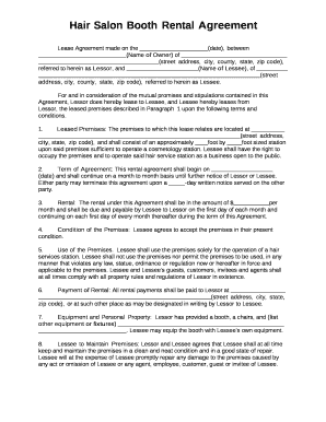 Hair Salon Booth Rental Agreement