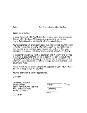Date:Re: Permission to Advertise/Fax