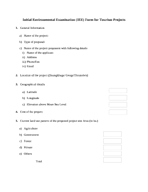 Initial Environmental Examination (IEE) Form for Tourism Projects