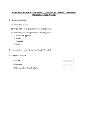 Initial Environmental Examination (IEE) Form for General/ Commercial/ Residential Sector Projects