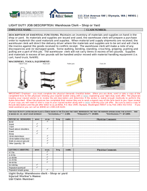 DESCRIPTION OF ESSENTIAL FUNCTIONS: Maintains an inventory of materials and supplies on hand in the shop or yard