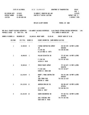 BID OPENING DATE11/19/02IN HUMBOLDT, MENDOCINO AND LAKE11/20/02