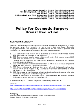 Policy for Cosmetic Surgery