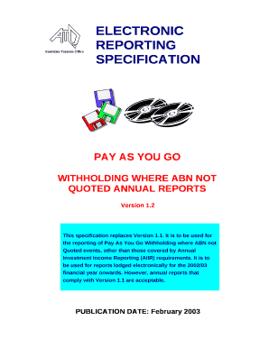 WITHHOLDING WHERE ABN NOT QUOTED ANNUAL REPORTS