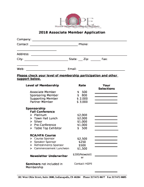 2018 Associate Member Application