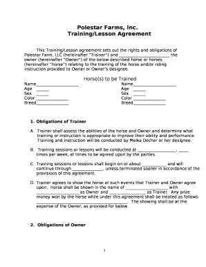 Training/Lesson Agreement