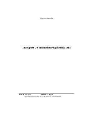 Transport Co-ordination Regulations 1985 - 01-e0-03 - State Law ...