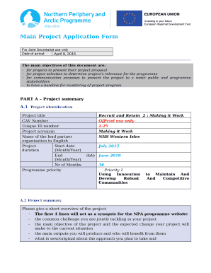 Main Project Application Form