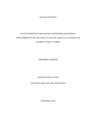 EFFECTIVENESS OF SCHOOL BASED CONTINUING PROFESSIONAL DEVELOPMENT IN THE TEACHING OF ENGLISH LANGUAGE IN SCHOOLS OF GWEMBE DISTRICT, ZAMBIA