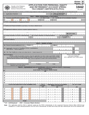 APPLICATION FOR PERSONAL EQUITY