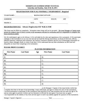 VOLLEYBALL REGISTRATION template