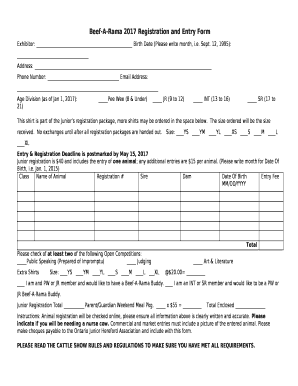 Beef-A-Rama 2017 Registration and Entry Form