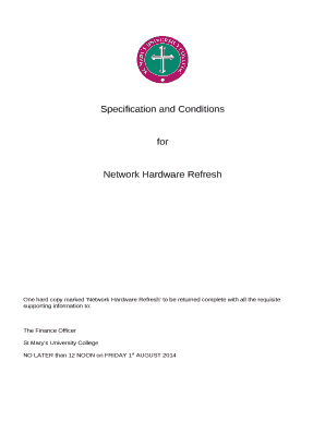 Specification and Conditions