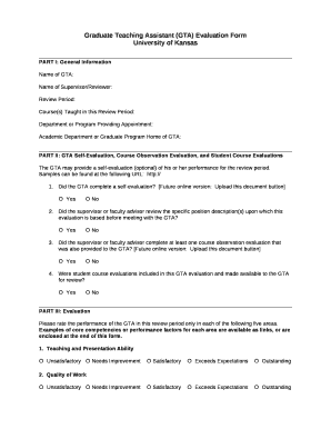 Graduate Teaching Assistant (GTA) Evaluation Form