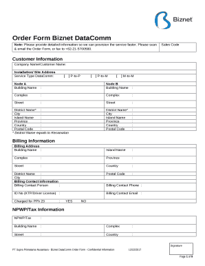 Order Form Biznet DataComm