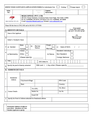 KNOW YOUR CLIENT (KYC) APPLICATION FORM (For Individuals) NewExistingChange request