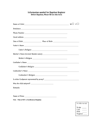 Name of Child M F
