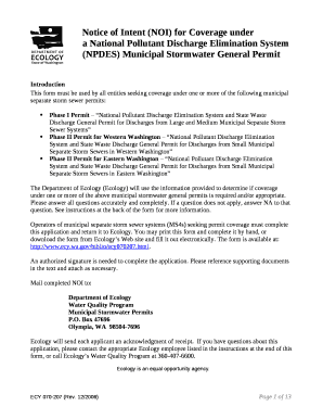 Notice of Intent (NOI) for Coverage under