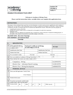Student Enrolment Form 2017