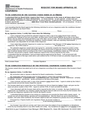 REQUEST FOR BOARD APPROVAL OF CHAPERONE