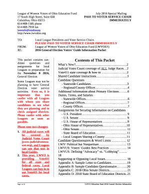 League of Women Voters of Ohio Education FundJuly 2016 Special Mailing