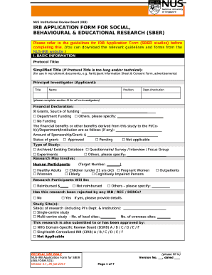 IRB APPLICATION FORM FOR SOCIAL,