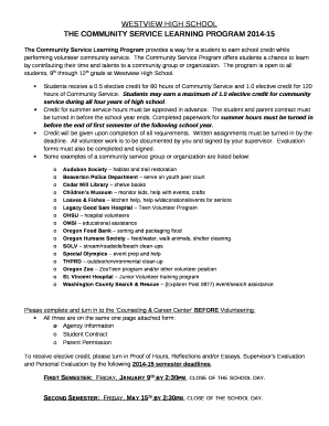 The Community Service Learning Program 2014-15