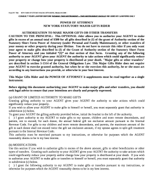 Form NY- TBD NEW YORK STATUTORY MAJOR GIFTS RIDER, Effective 9/1/2009