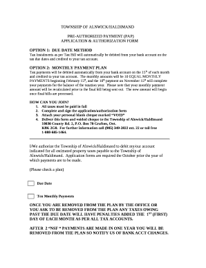 PRE-AUTHORIZED PAYMENT (PAP)