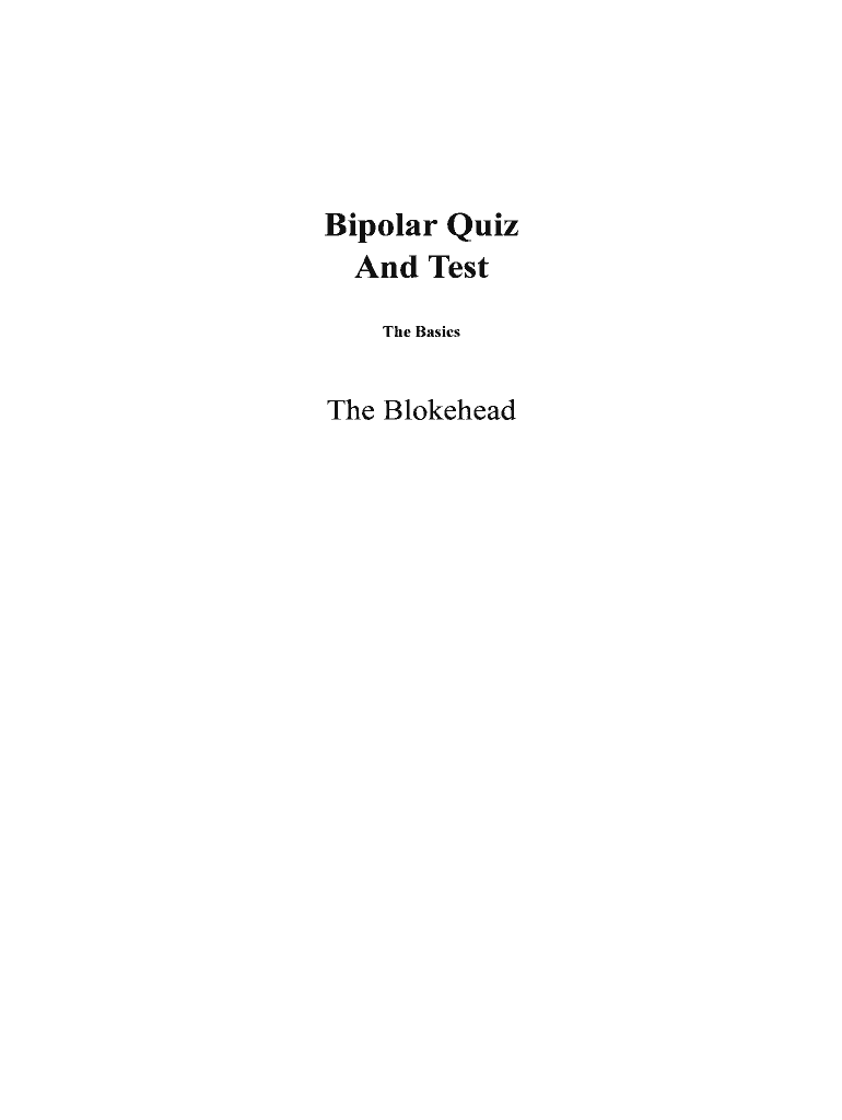 Fillable Online Bipolar Quiz And Test. Health; Self-Help Fax Email ...